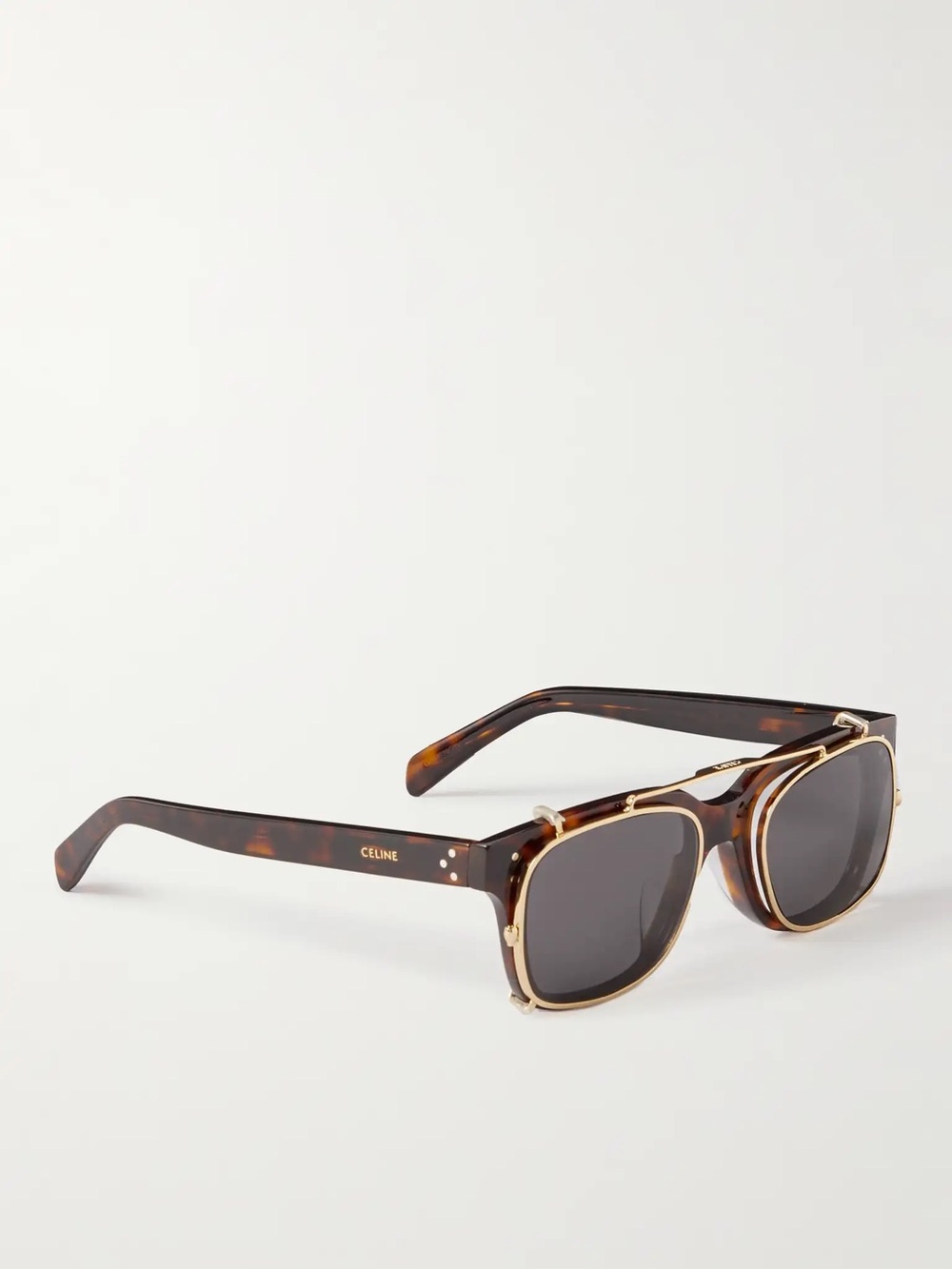 New Celine Tortoise and Gold Clip on Sunglasses - Picture 9 of 9